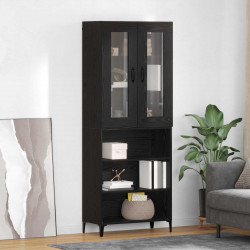Highboard Czarny Dąb 69,5 x 34 x 180 cm Materiał drewnopochodny