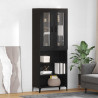 Highboard Czarny Dąb 69,5 x 34 x 180 cm Materiał drewnopochodny