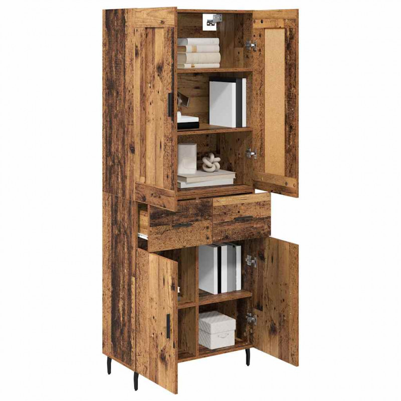 Highboard z szufladą 2 pcs Stare drewno Materiał drewnopochodny
