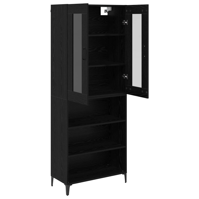 Highboard Czarny Dąb 69,5 x 34 x 180 cm Materiał drewnopochodny