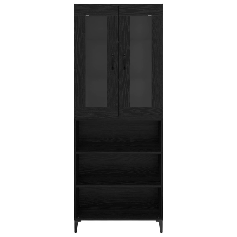 Highboard Czarny Dąb 69,5 x 34 x 180 cm Materiał drewnopochodny