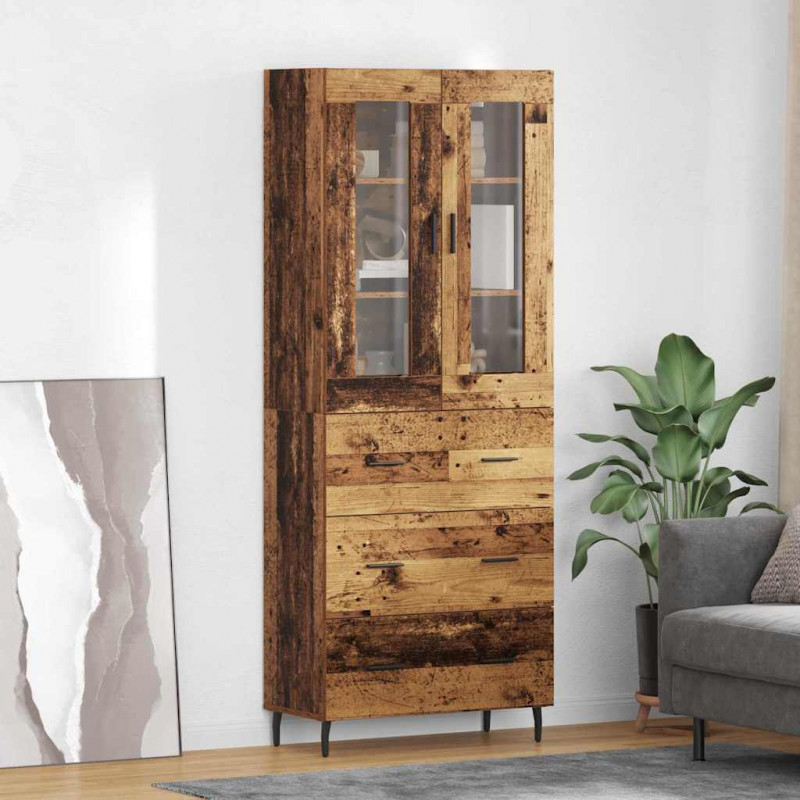Highboard z szufladą 2 pcs Stare drewno Materiał drewnopochodny