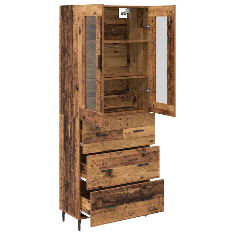 Highboard z szufladą 2 pcs Stare drewno Materiał drewnopochodny