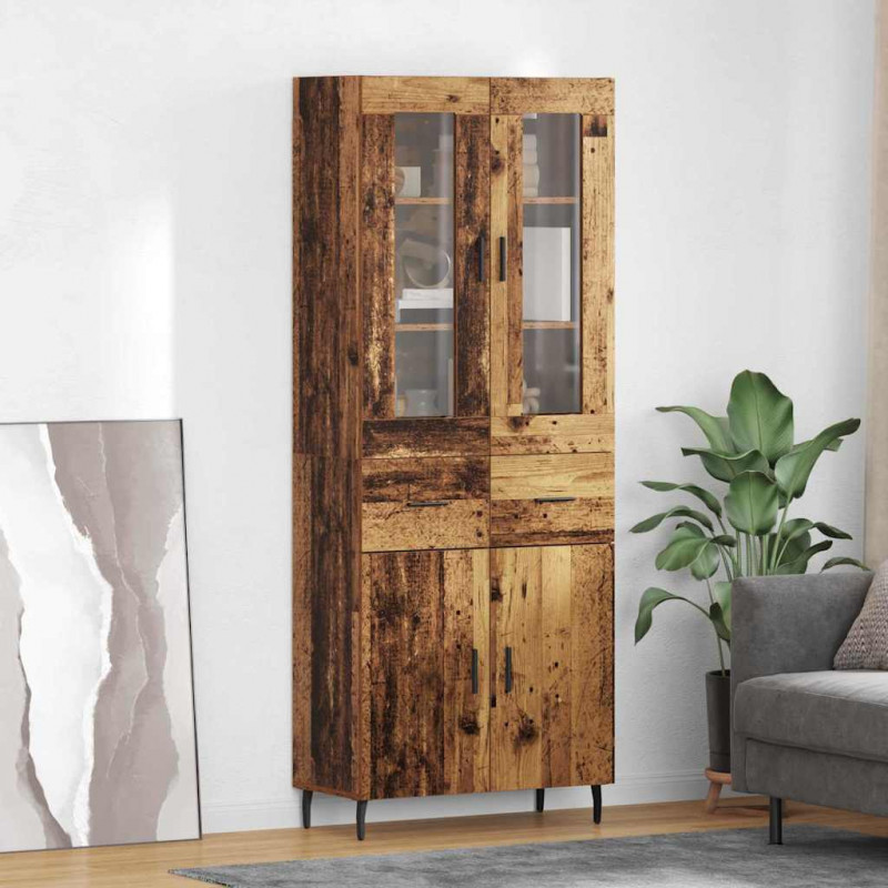 Highboard z szufladą 2 pcs Stare drewno Materiał drewnopochodny