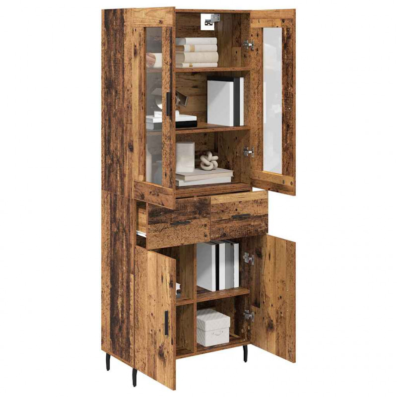 Highboard z szufladą 2 pcs Stare drewno Materiał drewnopochodny