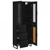 Highboard 2 pcs Czarny Dąb Drewno inżynieryjne i szkło