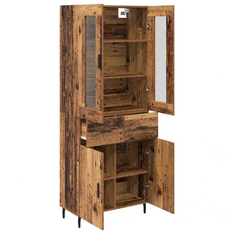 Highboard z szufladą 2 pcs Stare drewno Materiał drewnopochodny