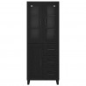 Highboard 2 pcs Czarny Dąb Drewno inżynieryjne i szkło