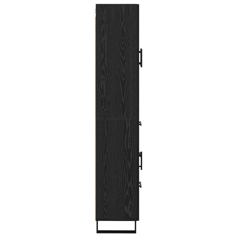 Highboard 2 pcs Czarny Dąb Drewno inżynieryjne i szkło