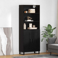 Highboard Czarny Dąb 69,5 x 34 x 180 cm Materiał drewnopochodny