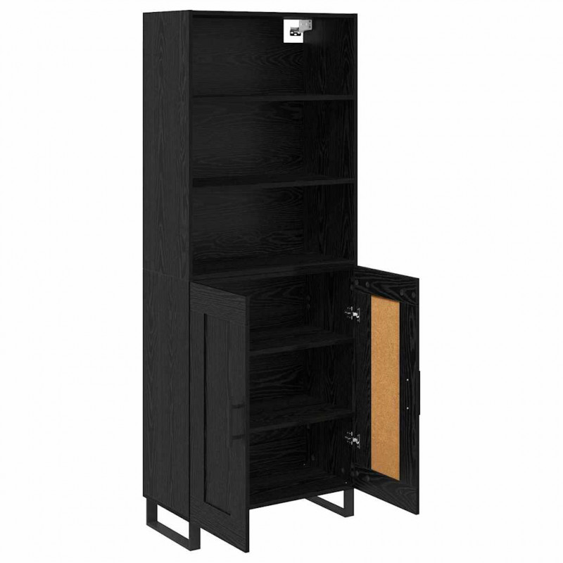 Highboard Czarny Dąb 69,5 x 34 x 180 cm Materiał drewnopochodny