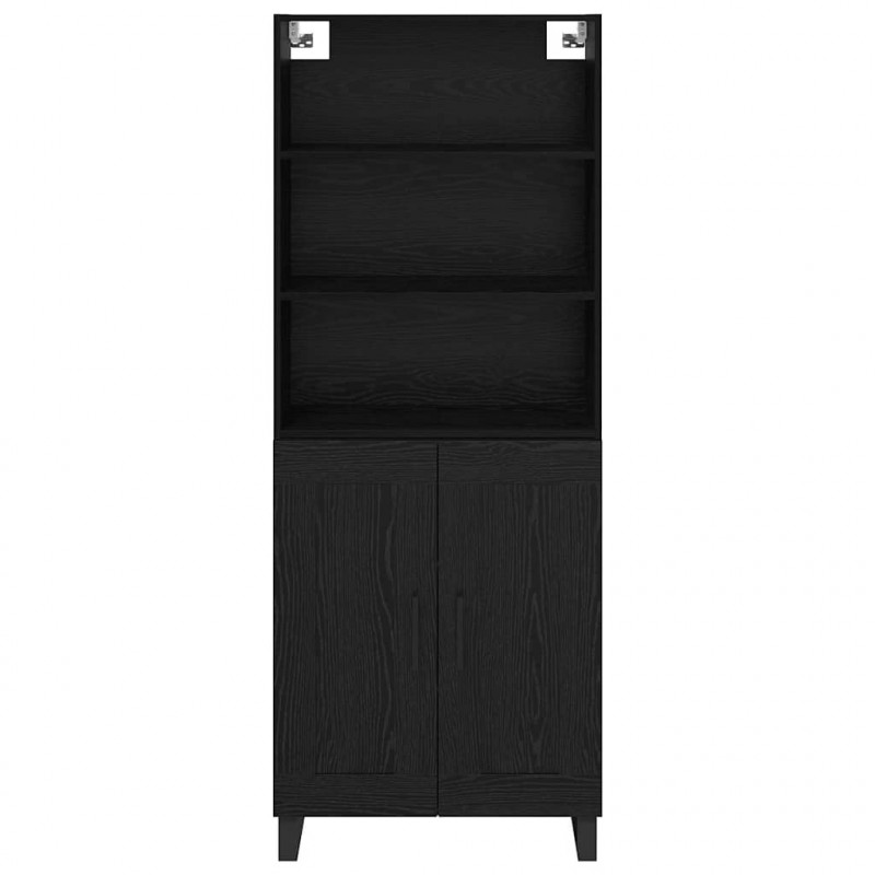Highboard Czarny Dąb 69,5 x 34 x 180 cm Materiał drewnopochodny