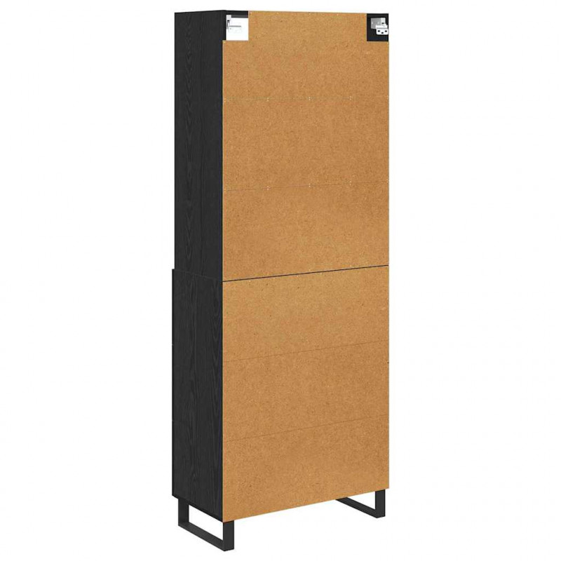 Highboard Czarny Dąb 69,5 x 34 x 180 cm Materiał drewnopochodny