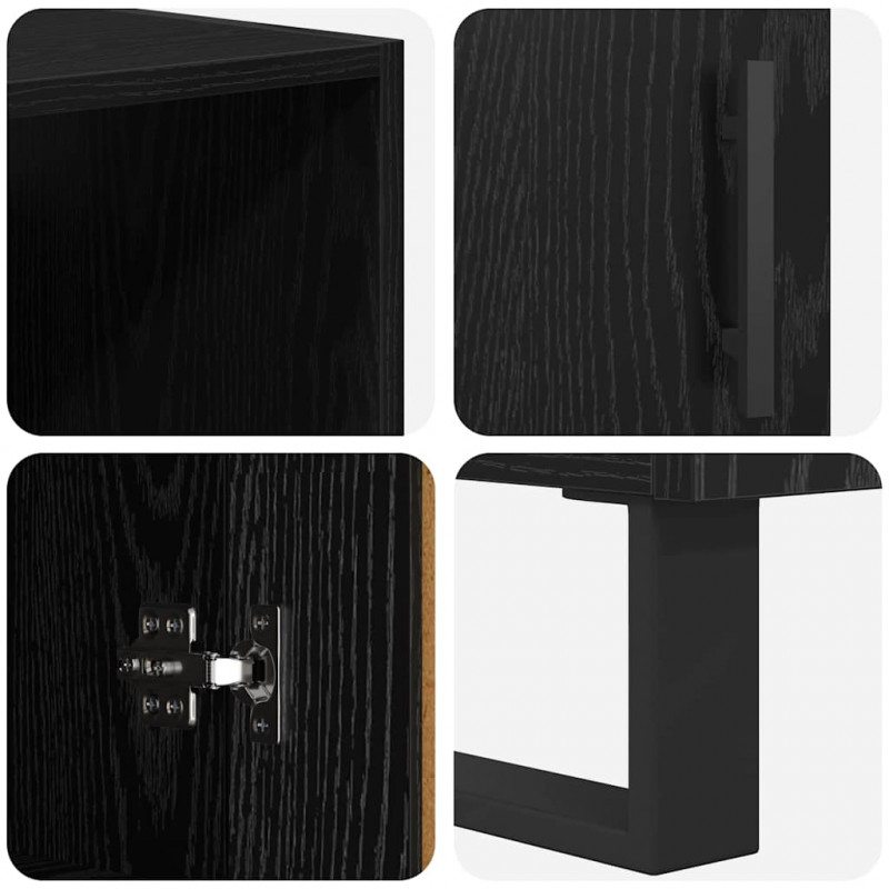 Highboard Czarny Dąb 69,5 x 34 x 180 cm Materiał drewnopochodny