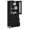 Highboard 2 pcs Czarny Dąb Drewno inżynieryjne i szkło