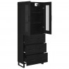 Highboard 2 pcs Czarny Dąb Drewno inżynieryjne i szkło