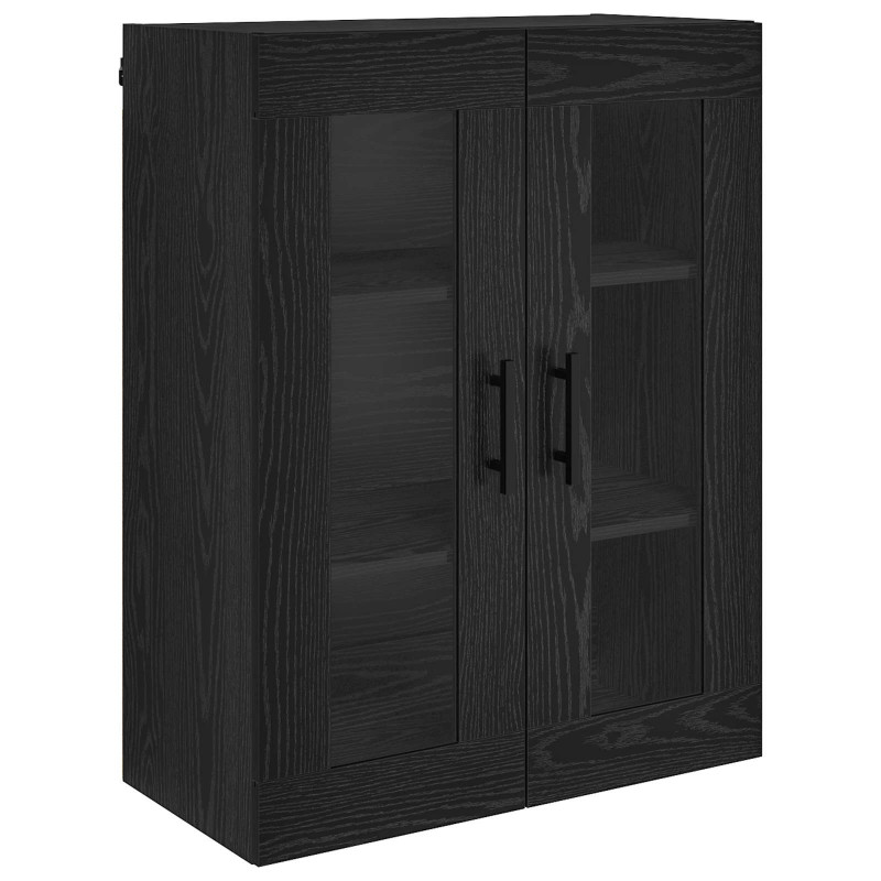 Highboard 2 pcs Czarny Dąb Drewno inżynieryjne i szkło