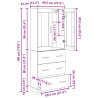 Highboard 2 pcs Czarny Dąb Drewno inżynieryjne i szkło
