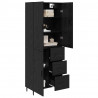 Highboard 2 pcs Czarny dąb Drewno inżynieryjne i szkło