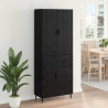 Highboard 2 pcs Czarny dąb Drewno inżynieryjne i szkło