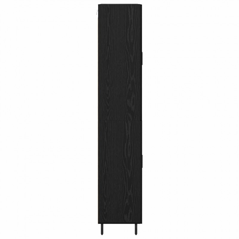 Highboard 2 pcs Czarny dąb Drewno inżynieryjne i szkło