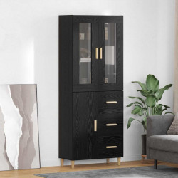 Highboard Czarny Dąb 34,5 x 34 x 180 cm Materiał drewnopochodny