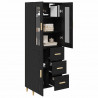 Highboard Czarny Dąb 34,5 x 34 x 180 cm Materiał drewnopochodny