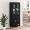 Highboard Czarny Dąb 34,5 x 34 x 180 cm Materiał drewnopochodny