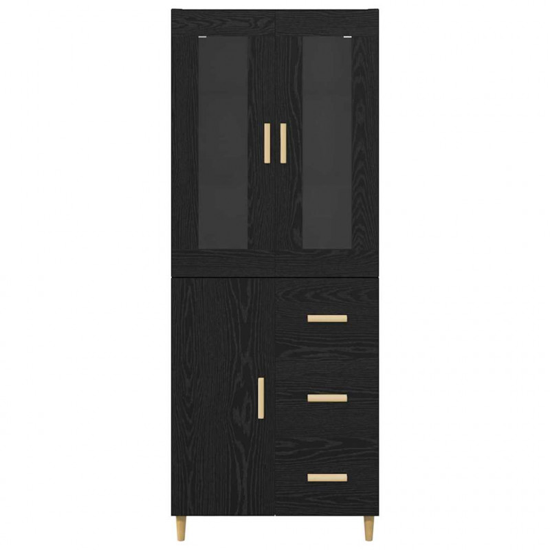 Highboard Czarny Dąb 34,5 x 34 x 180 cm Materiał drewnopochodny