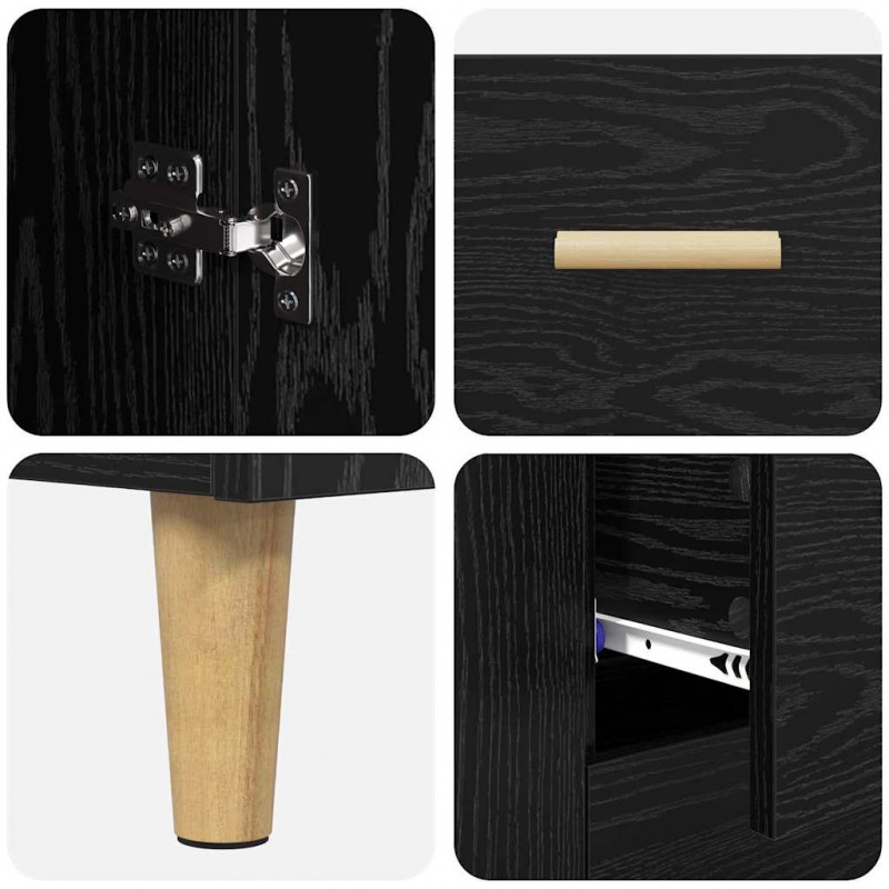 Highboard Czarny Dąb 34,5 x 34 x 180 cm Materiał drewnopochodny