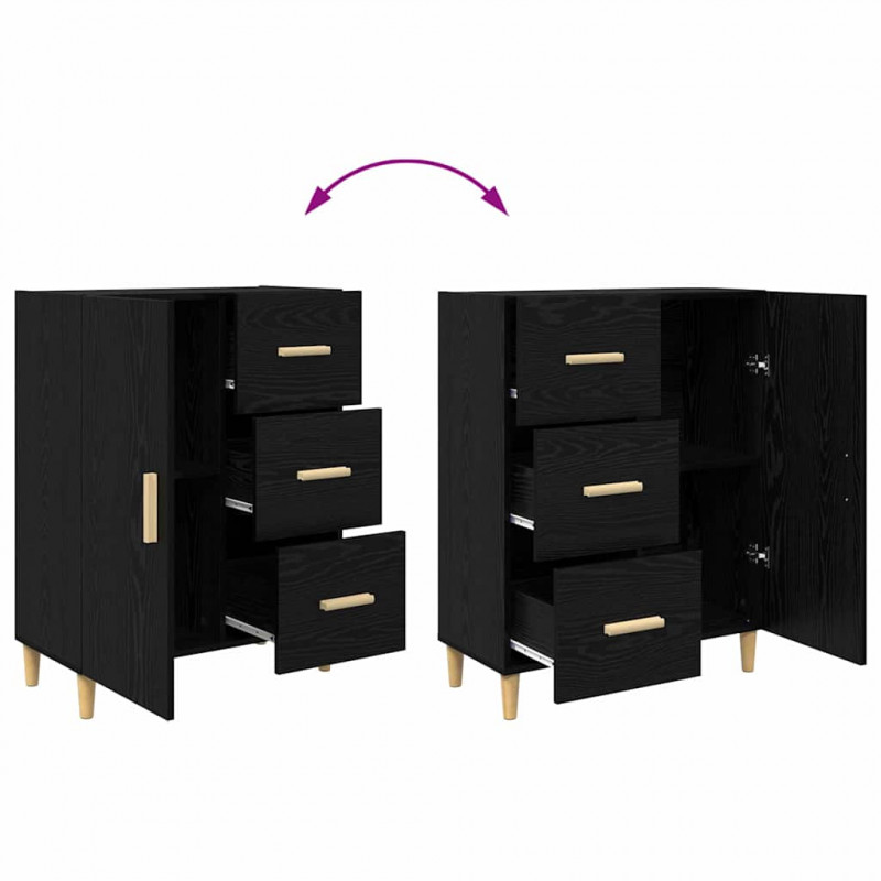 Highboard Czarny Dąb 34,5 x 34 x 180 cm Materiał drewnopochodny