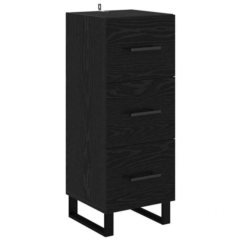 Highboard Czarny Dąb 34,5 x 34 x 180 cm Materiał drewnopochodny