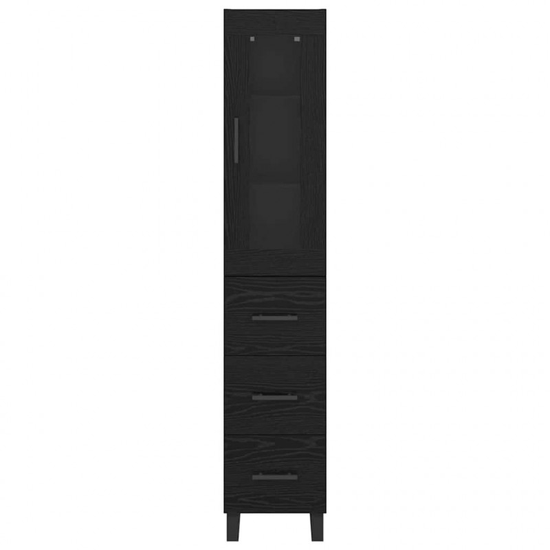Highboard Czarny Dąb 34,5 x 34 x 180 cm Materiał drewnopochodny