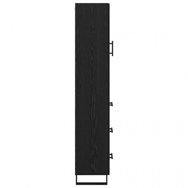 Highboard Czarny Dąb 34,5 x 34 x 180 cm Materiał drewnopochodny