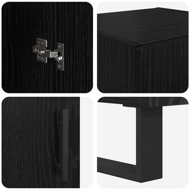 Highboard Czarny Dąb 34,5 x 34 x 180 cm Materiał drewnopochodny