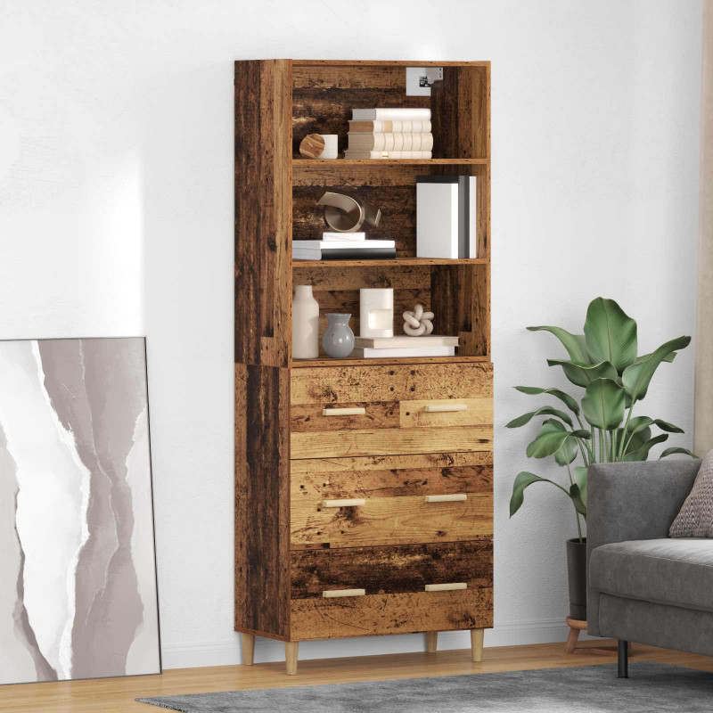 Highboard z szufladą Stare drewno 69,5 x 32,5 x 180 cm