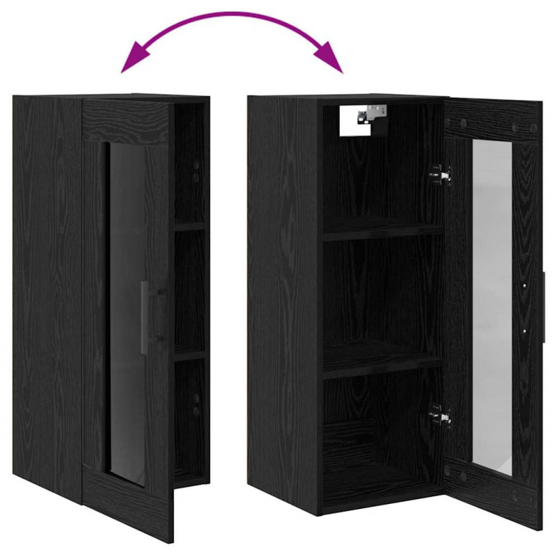 Highboard Czarny Dąb 34,5 x 34 x 180 cm Materiał drewnopochodny