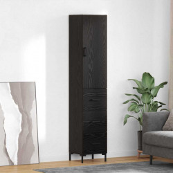 Highboard Czarny Dąb 34,5 x 34 x 180 cm Materiał drewnopochodny