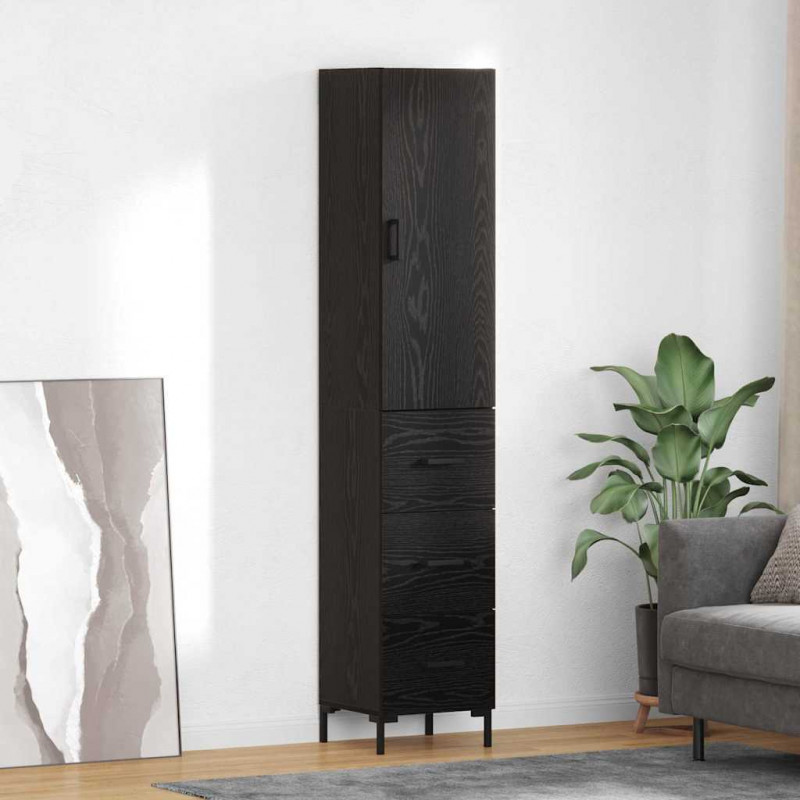 Highboard Czarny Dąb 34,5 x 34 x 180 cm Materiał drewnopochodny