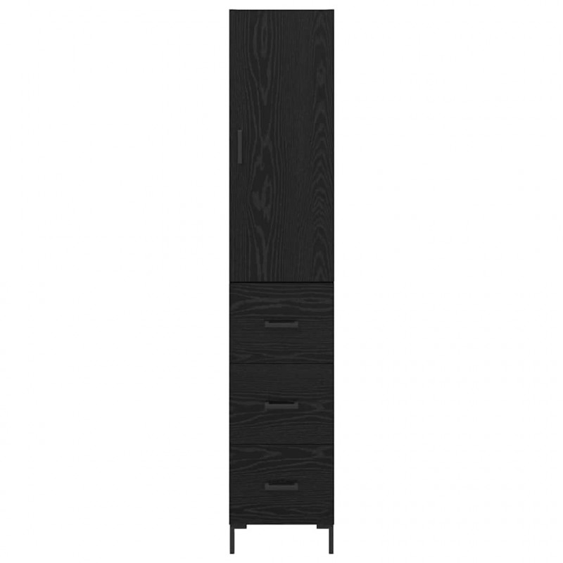 Highboard Czarny Dąb 34,5 x 34 x 180 cm Materiał drewnopochodny