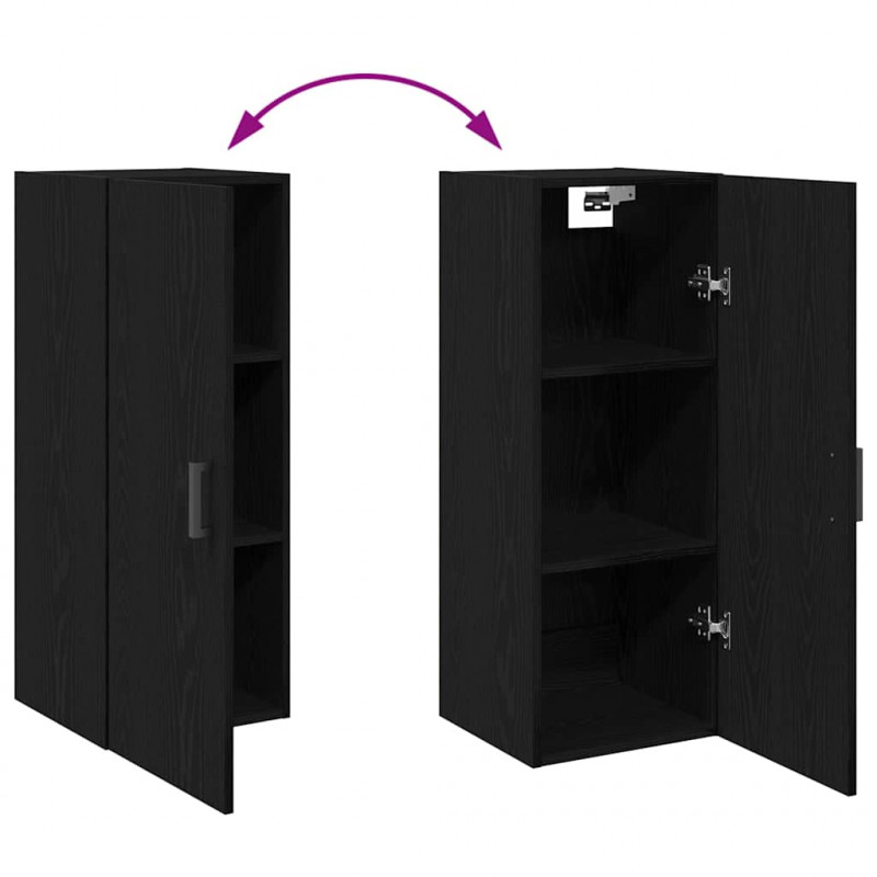Highboard Czarny Dąb 34,5 x 34 x 180 cm Materiał drewnopochodny
