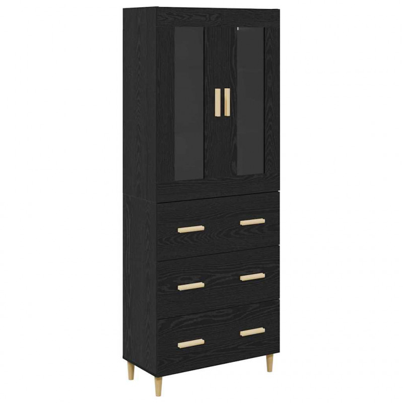 Highboard z szufladą Czarny Dąb 69,5 x 34 x 180 cm