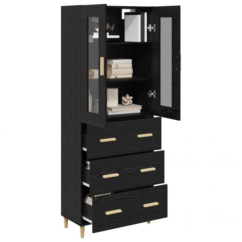Highboard z szufladą Czarny Dąb 69,5 x 34 x 180 cm