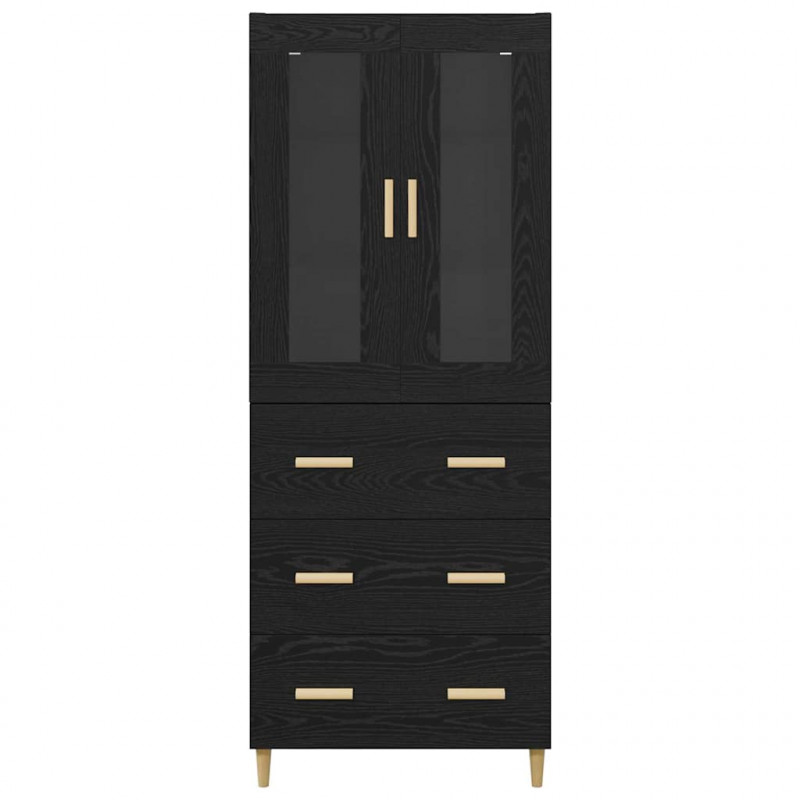 Highboard z szufladą Czarny Dąb 69,5 x 34 x 180 cm