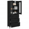 Highboard Czarny Dąb 69,5 x 34 x 180 cm Materiał drewnopochodny