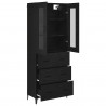 Highboard Czarny Dąb 69,5 x 34 x 180 cm Materiał drewnopochodny