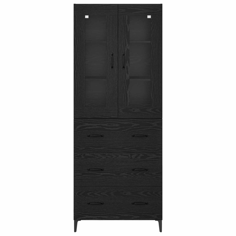 Highboard Czarny Dąb 69,5 x 34 x 180 cm Materiał drewnopochodny