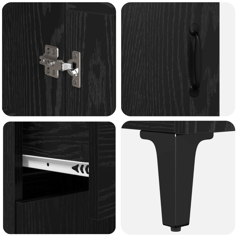 Highboard Czarny Dąb 69,5 x 34 x 180 cm Materiał drewnopochodny
