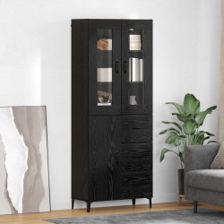 Highboard Czarny Dąb 69,5 x 34 x 180 cm Materiał drewnopochodny