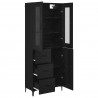 Highboard Czarny Dąb 69,5 x 34 x 180 cm Materiał drewnopochodny
